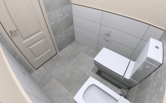 Туалет 2,7 м2 / серая плитка пол и стены